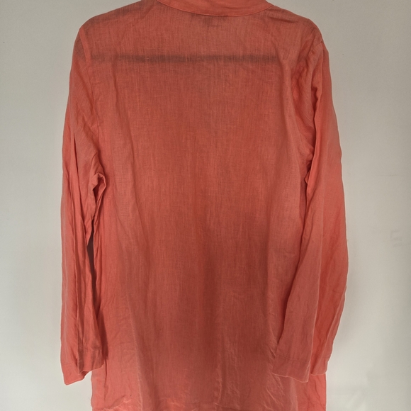 Coral Button Up Blouse Size XL - Picture 2 of 3